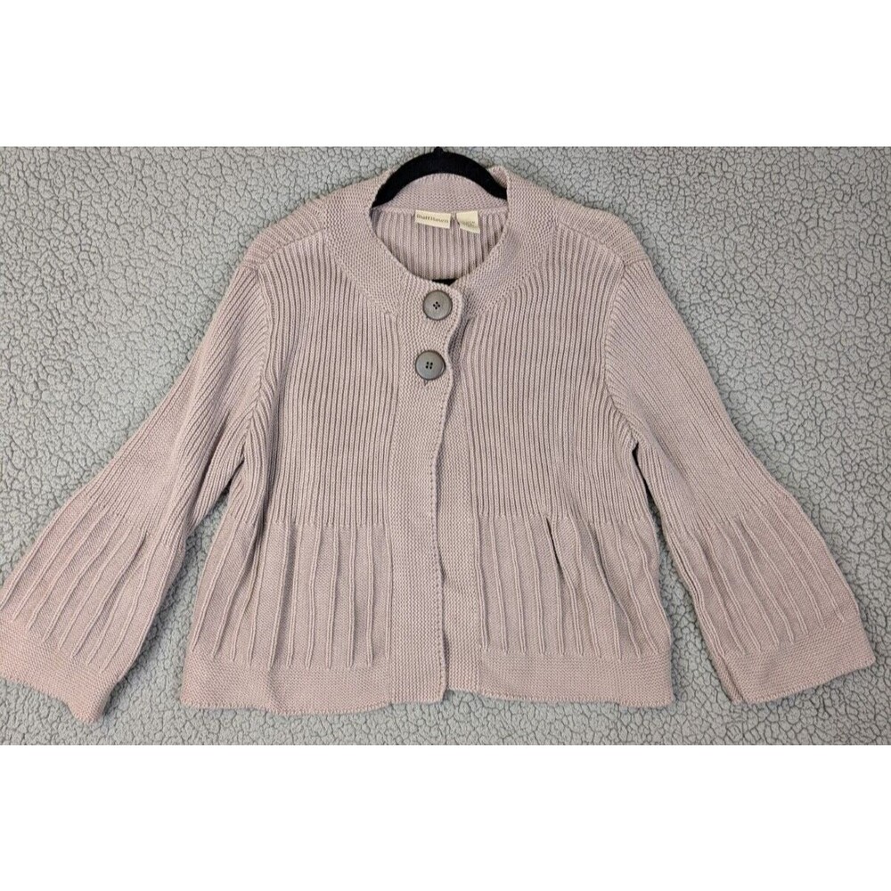 Ruff Hewn Cardigan Sweater XL Brown Womens Bell Sleeve Large Button 100% Cotton